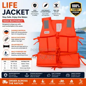 Adult Life Jacket – High Visibility Orange Safety Flotation Vest