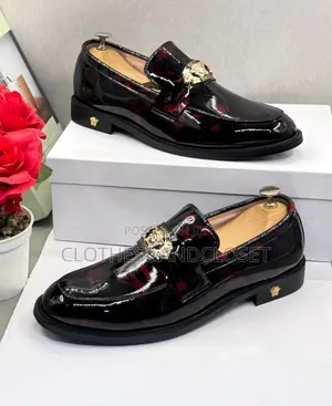 Glossy Black and Red Patent Leather Slip-on Loafers
