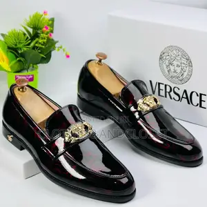 Glossy Black and Red Patent Leather Slip-on Loafers