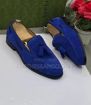 Vibrant Royal Blue Suede Tassel Loafers