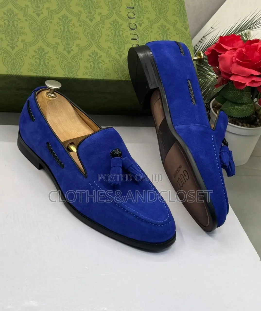 Vibrant Royal Blue Suede Tassel Loafers