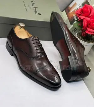 Dark Brown Leather Brogue Oxford Dress Shoes
