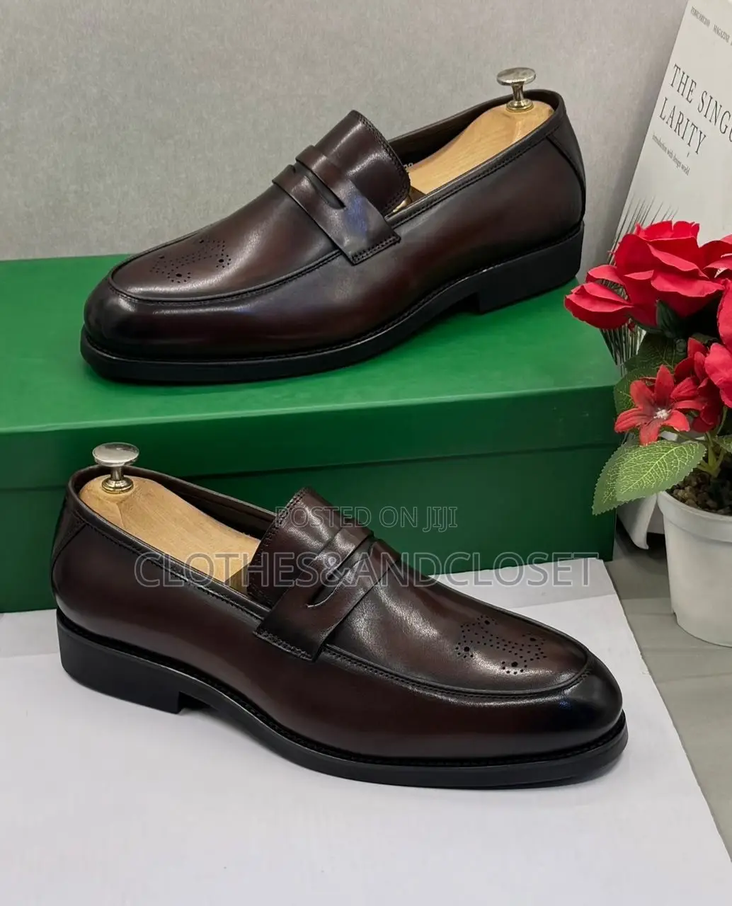 Dark Brown Leather Clarks Penny Loafers Featuring a Classic Slip-On