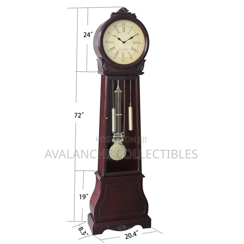 Daniel Dakota Round Face Pendulum Chime Grandfather's Clock 72inches