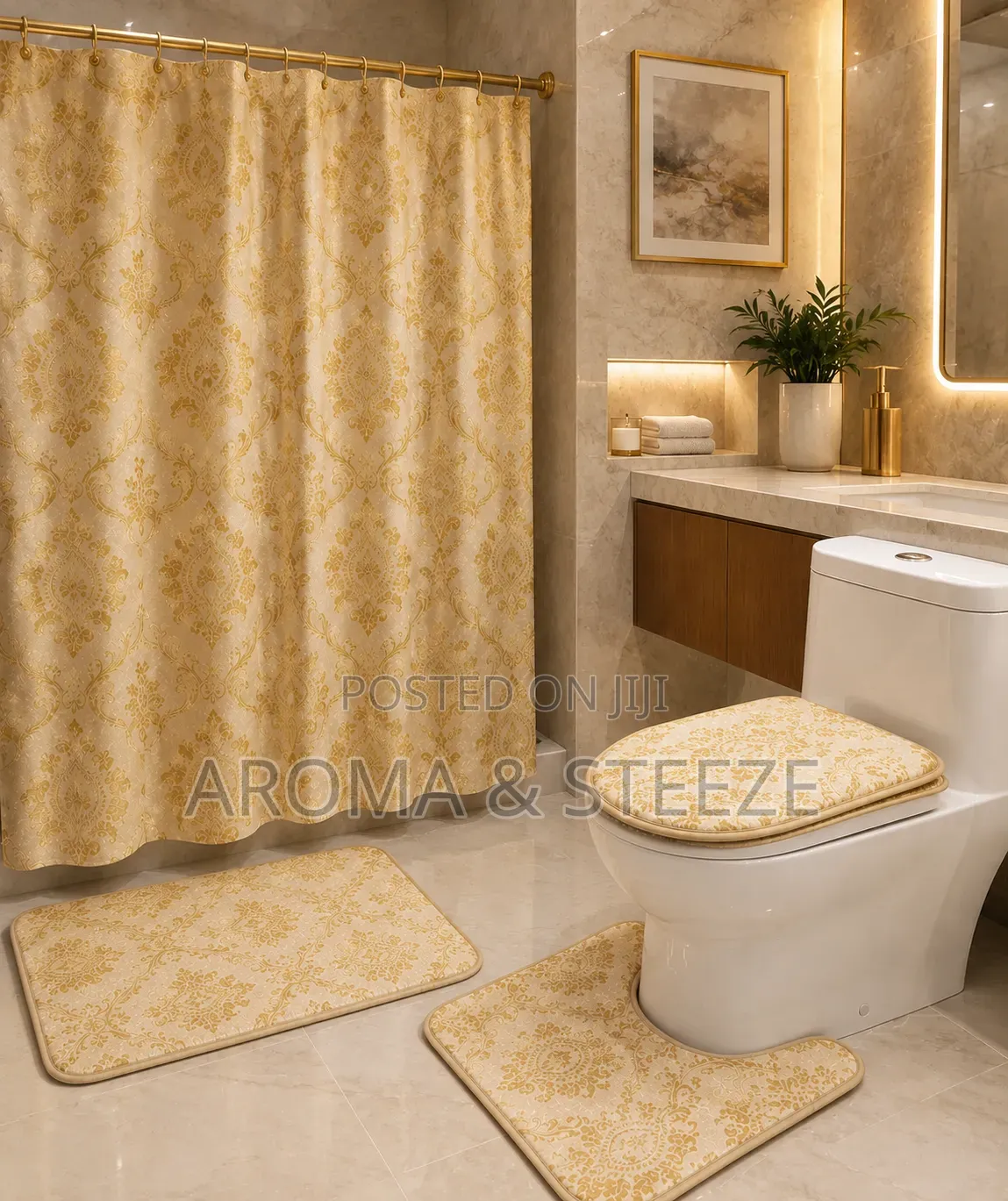 4 in 1 Bathroom Mat Set Anti Slip Mat
