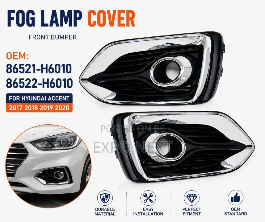 Hyundai Accent 2017-2020 Fog Lights and Covers Set