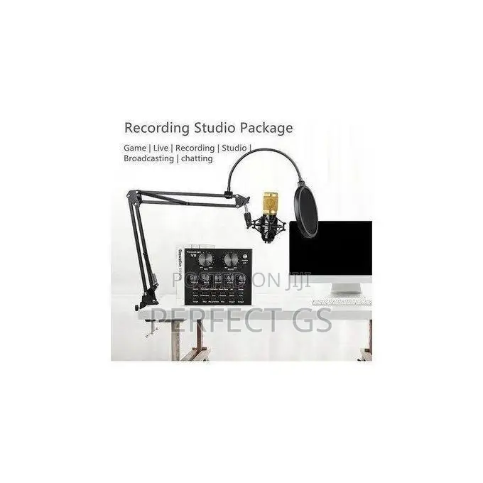 Mythco V8 Live Sound Card Podcast Equipment Bundle BM-800