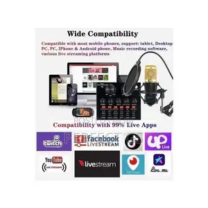 Mythco V8 Live Sound Card Podcast Equipment Bundle BM-800