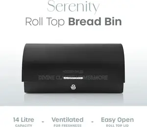 SWAN Serenity Bread Bin Roll Top Lid, 14 Litre, Black