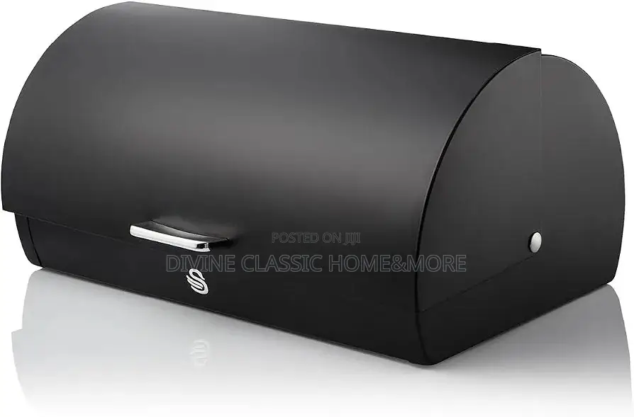SWAN Serenity Bread Bin Roll Top Lid, 14 Litre, Black