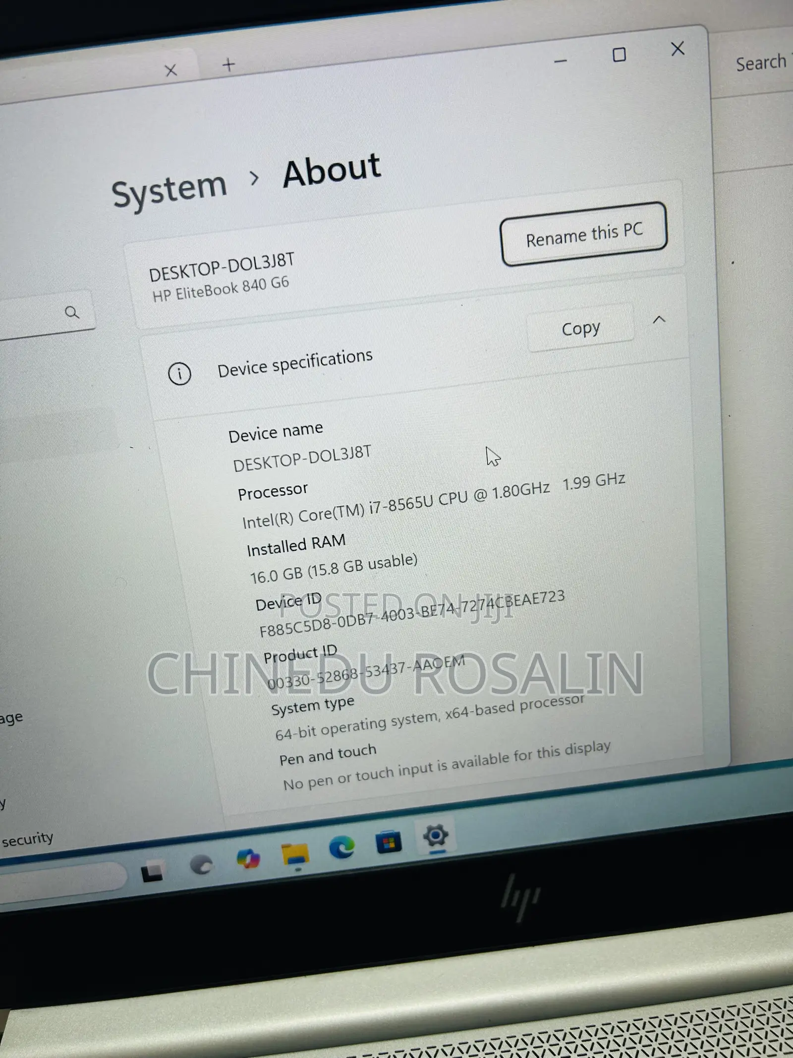 Laptop HP EliteBook 840 G6 16GB Intel Core i7 SSD 256GB