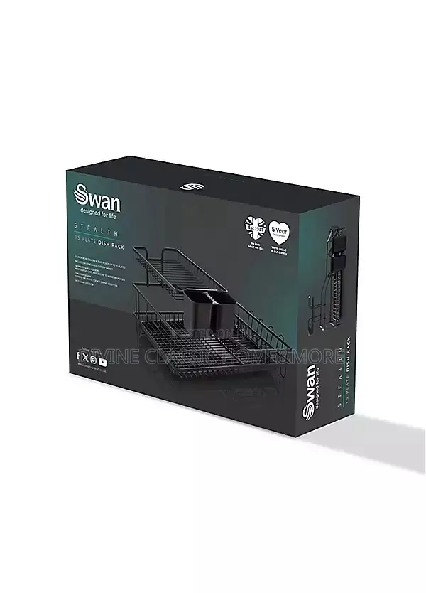 Swan Stealth 15 Plate Dish Rack With Removable Cutlery Holder
