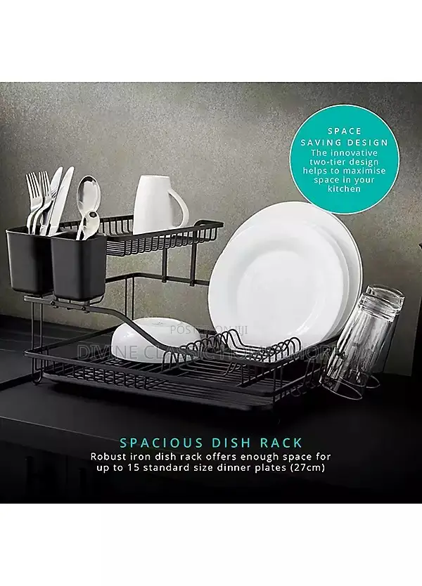 Swan Stealth 15 Plate Dish Rack With Removable Cutlery Holder