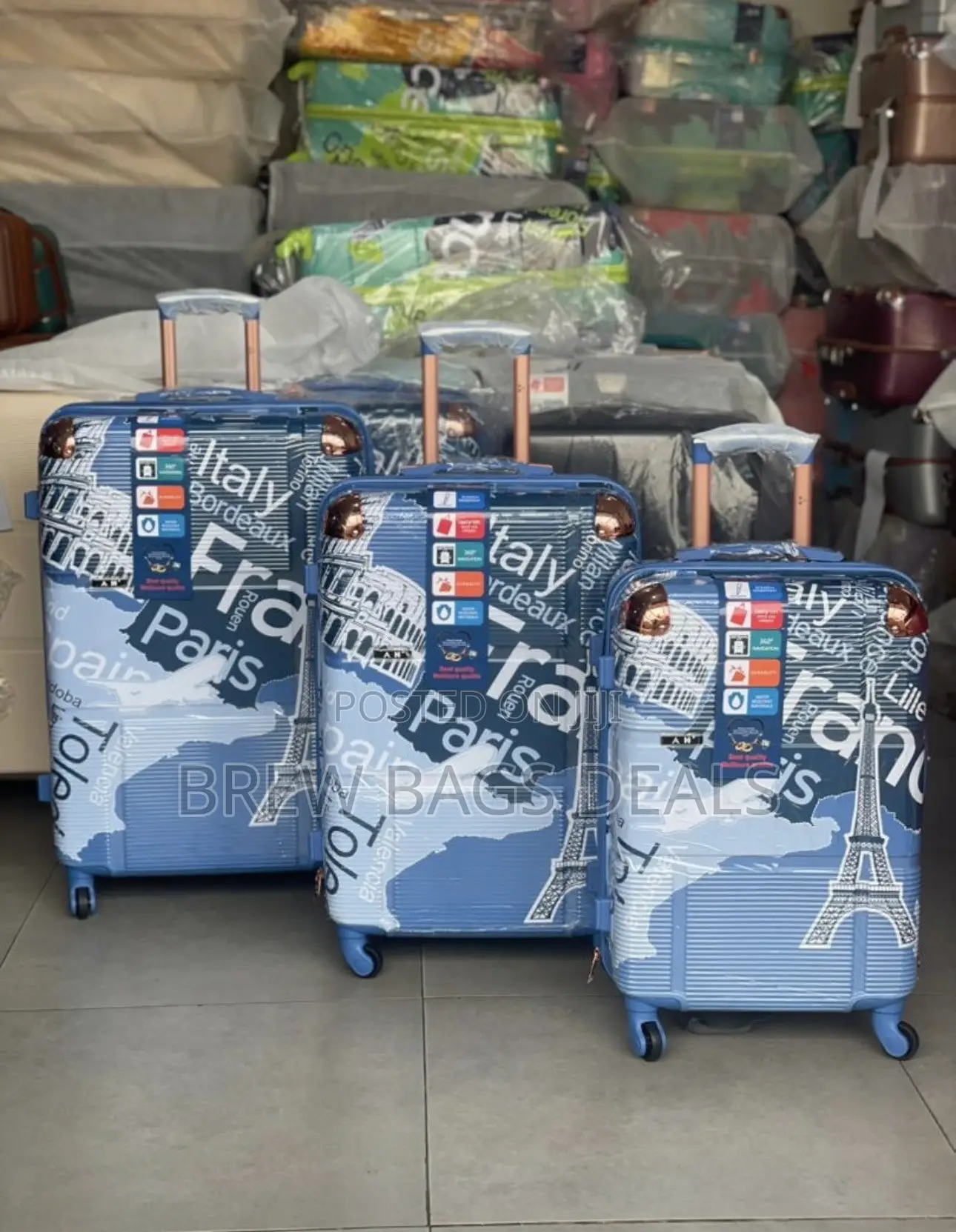 Premium Quality Ak 3set Paris Tower Design Unbreakable Traveling Bag.