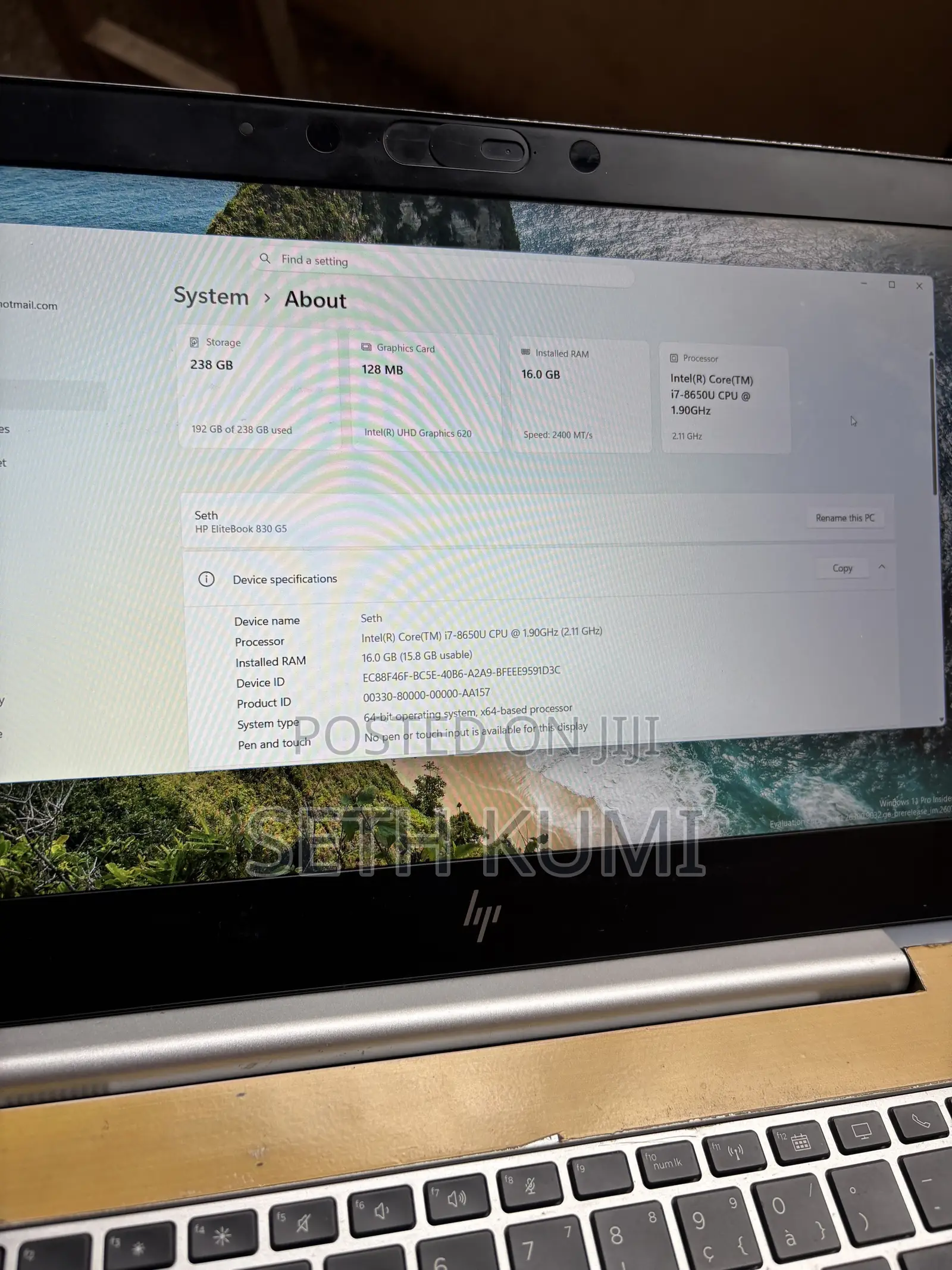 Laptop HP EliteBook 850 G5 16GB Intel Core i7 SSD 256GB