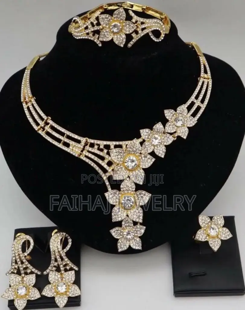 Gold Plated Zirconia Four Pieces Necklace Set