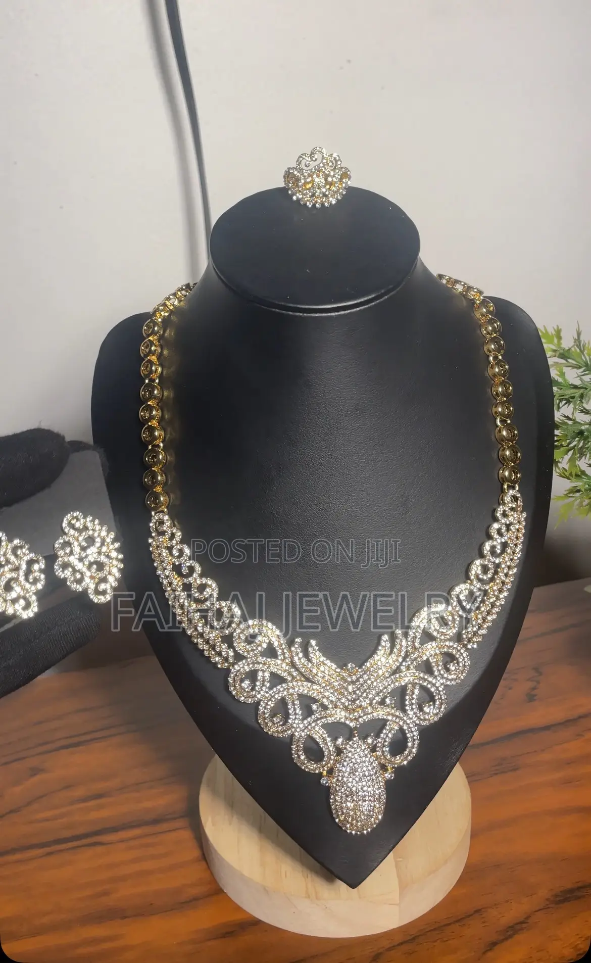 Gold Plated Zirconia Four Pieces Necklace Set