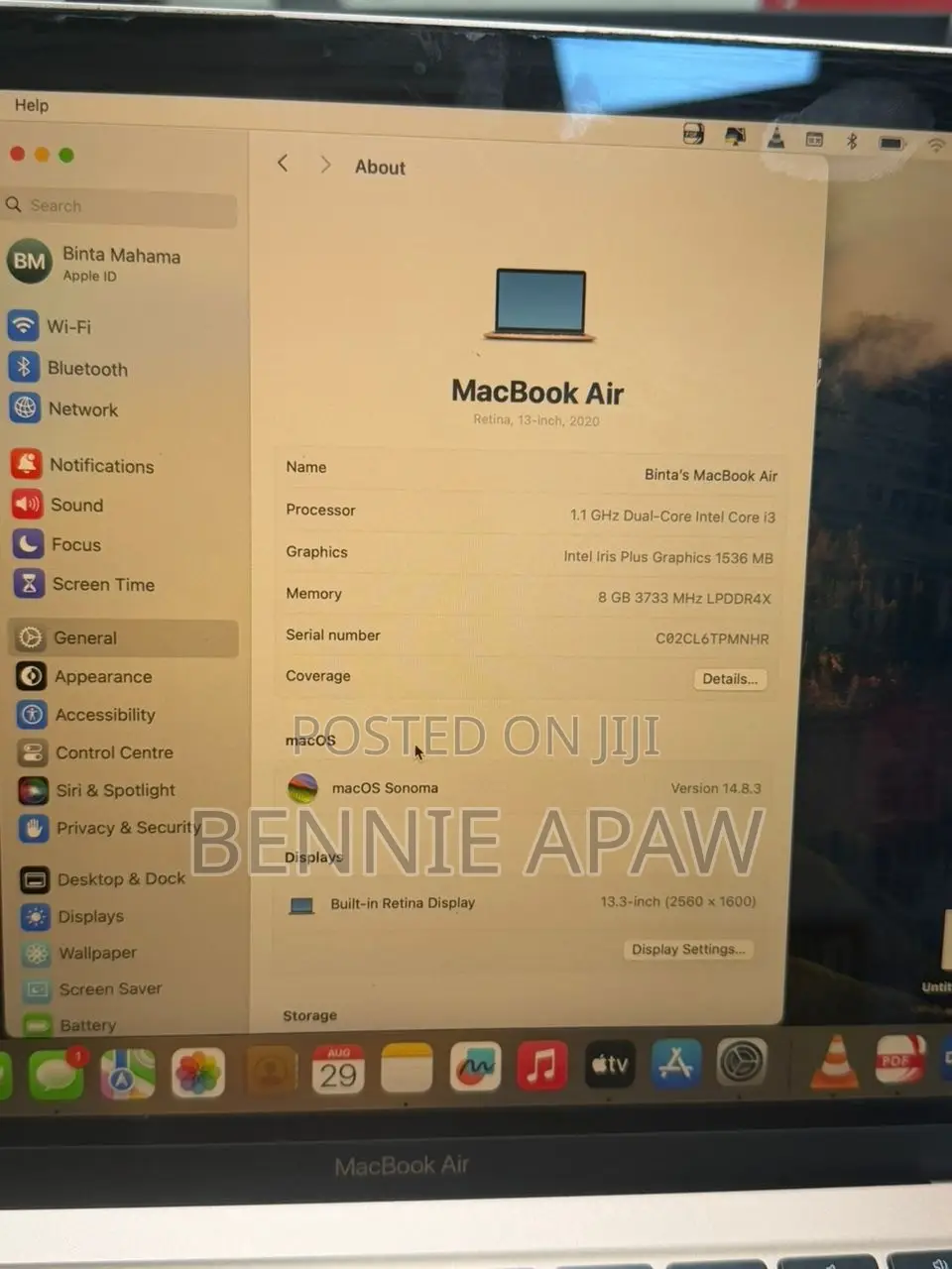 Laptop Apple MacBook Air 8GB Intel Core i3 SSD 512GB