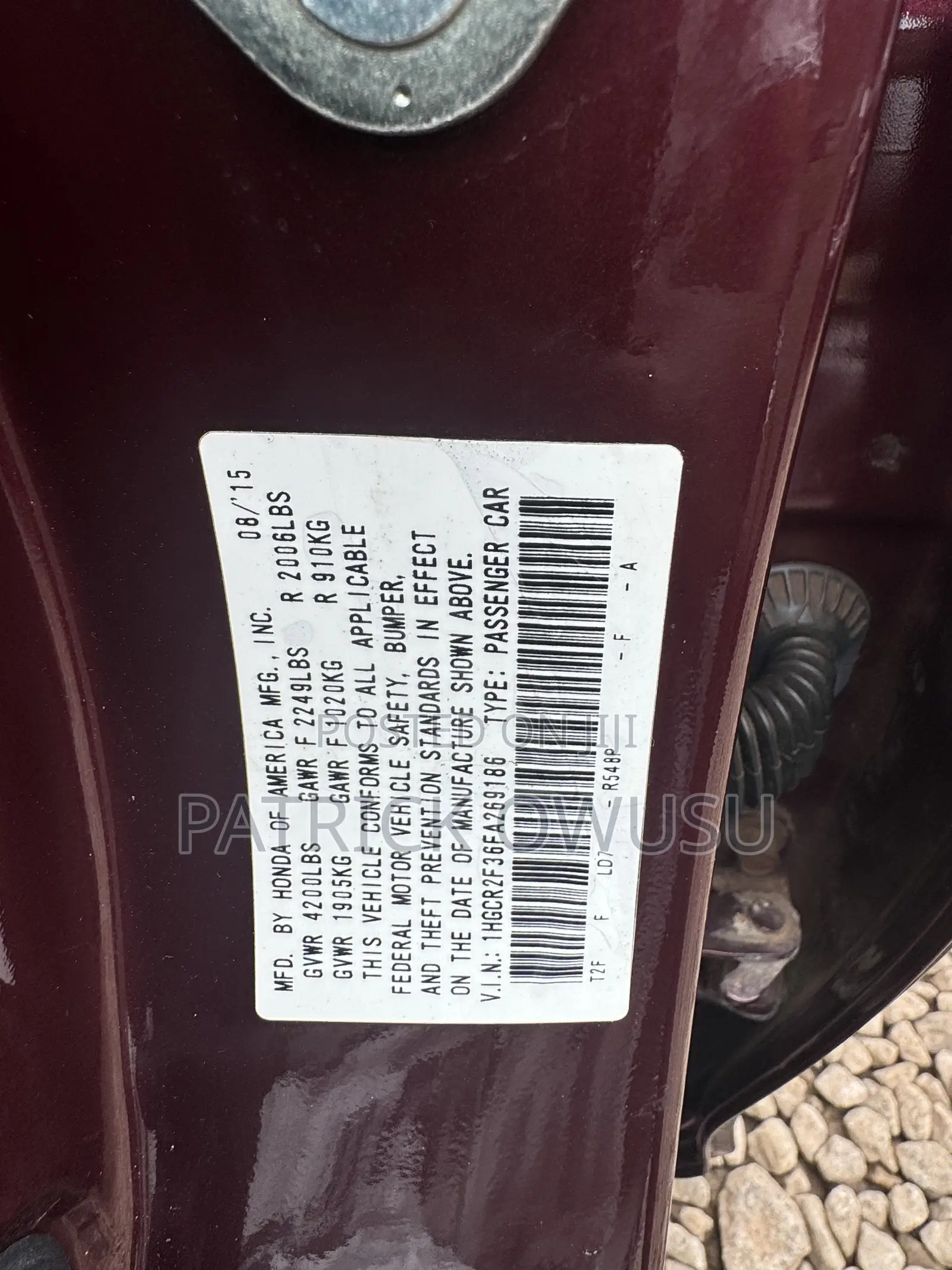 Honda Accord 2015 Burgundy