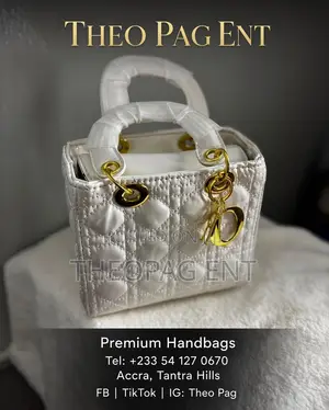 Premium White Dior Style Ladies Handbag – Quilted Gold Hardware