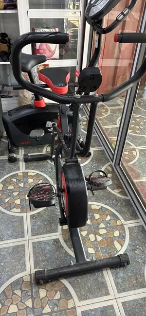 Black and Red Dual-Action Stationary Exercise Bike