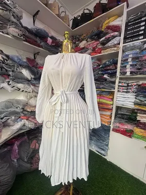 Pleated White Dress