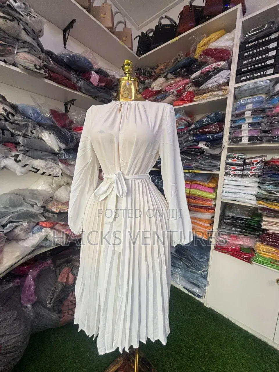 Pleated White Dress