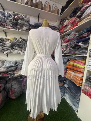Pleated White Dress