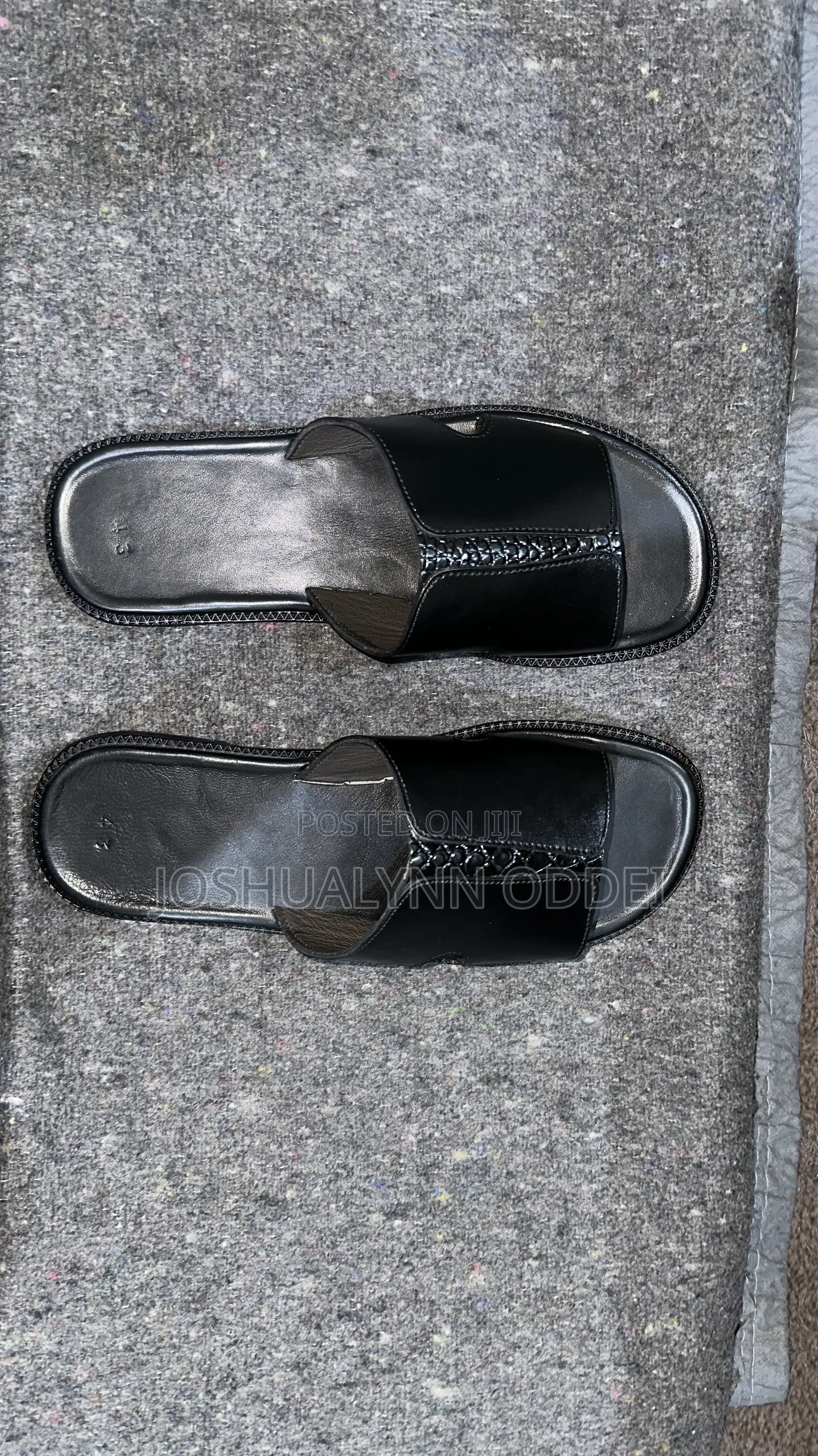 Black Strap Leather Sandals for Men