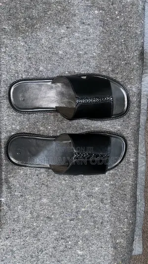 Black Strap Leather Sandals for Men