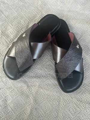 Maroon Black Cross Sandals for Men