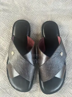 Maroon Black Cross Sandals for Men