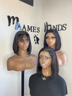 Human Hair Straight Wig, 10 Inches