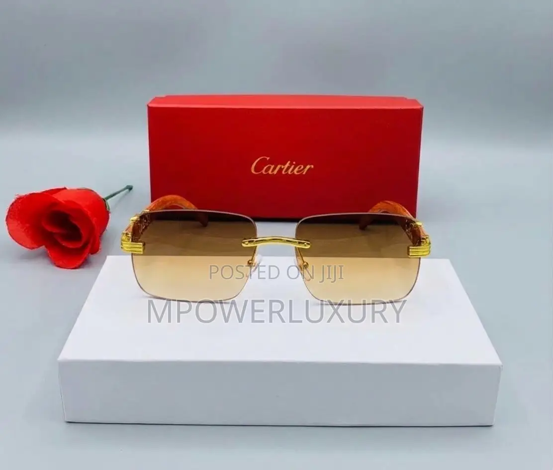 Cartier C Decor Rimless Wood Temple Sunglasses - Brown Gradient