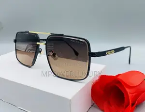 Maybach — Black & Gold Double Bridge Square Sunglasses