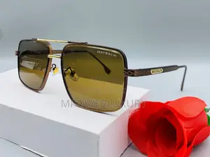 Maybach — Black & Gold Double Bridge Square Sunglasses