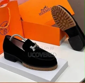 Mustard Yellow and Black Suede Hermès-Style Chunky Lug-Sole Loafers