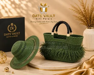 Elegant Woven Handbag & Matching Hat - Stylish 2 Piece Set.