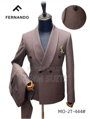 Timeless 2-Piece Turkish Melano Double-Breasted Men's Suit in Coffee