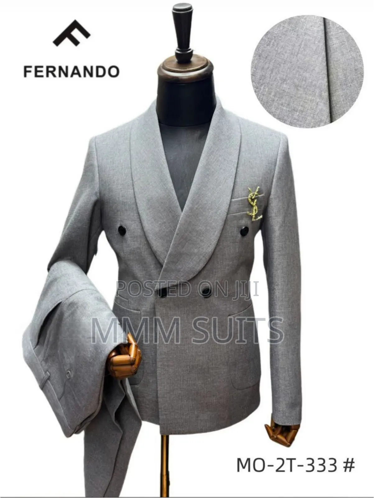 Timeless Turkish 2-Piece Double-Breasted Melano Men's Suit in Gray
