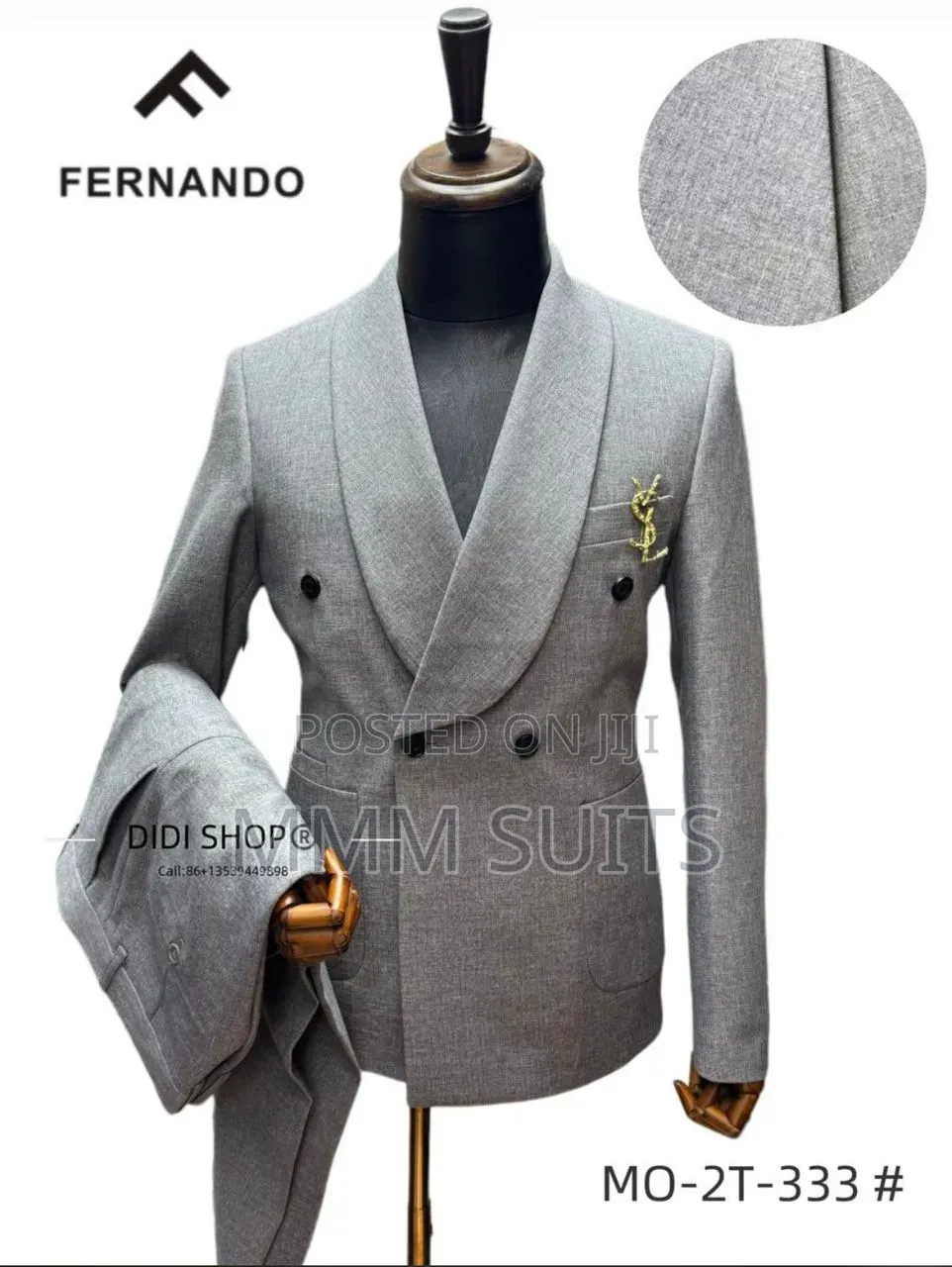 Timeless Turkish 2-Piece Double-Breasted Melano Men's Suit in Gray