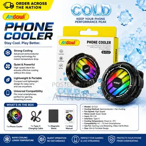 Andowl Q-Cl5 Phone Cooler – RGB Semiconductor Cooling Fan – Black