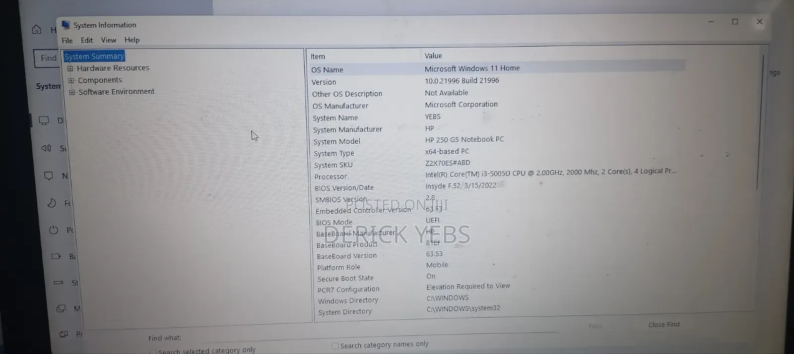 Laptop HP 250 G5 4GB Intel Core i3 HDD+SSD 256GB