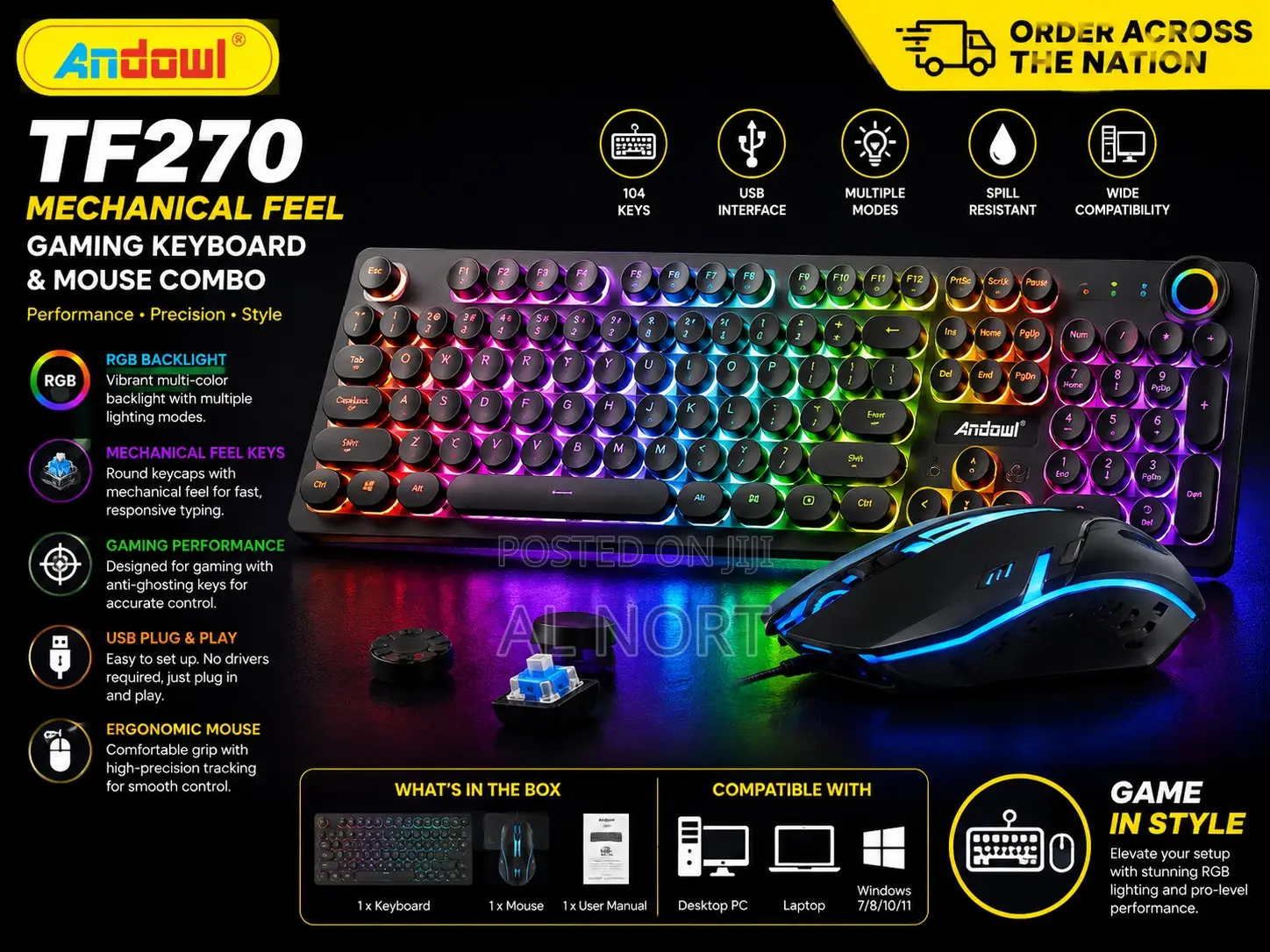 Mechanical Feel Gaming Keyboard & Mouse Combo – RGB – Black