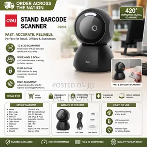 Deli E5236 Stand Barcode Scanner – Black