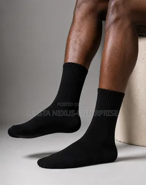 Mid-Calf Socks- Black 6 in a Box