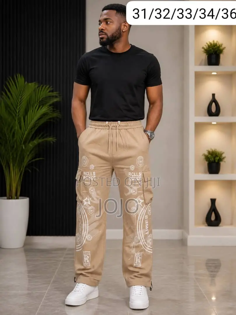 Men's Designer Cargo Jogger Pants - Rolls Royce Print