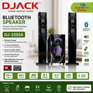DJACK DJ-2202A Bluetooth Speaker System – 2.1 Channel – Black