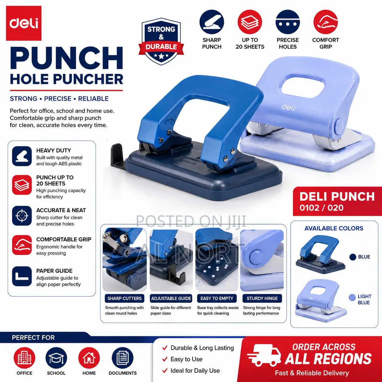 Deli Hole Punch – 2-Hole Paper Punch – Blue