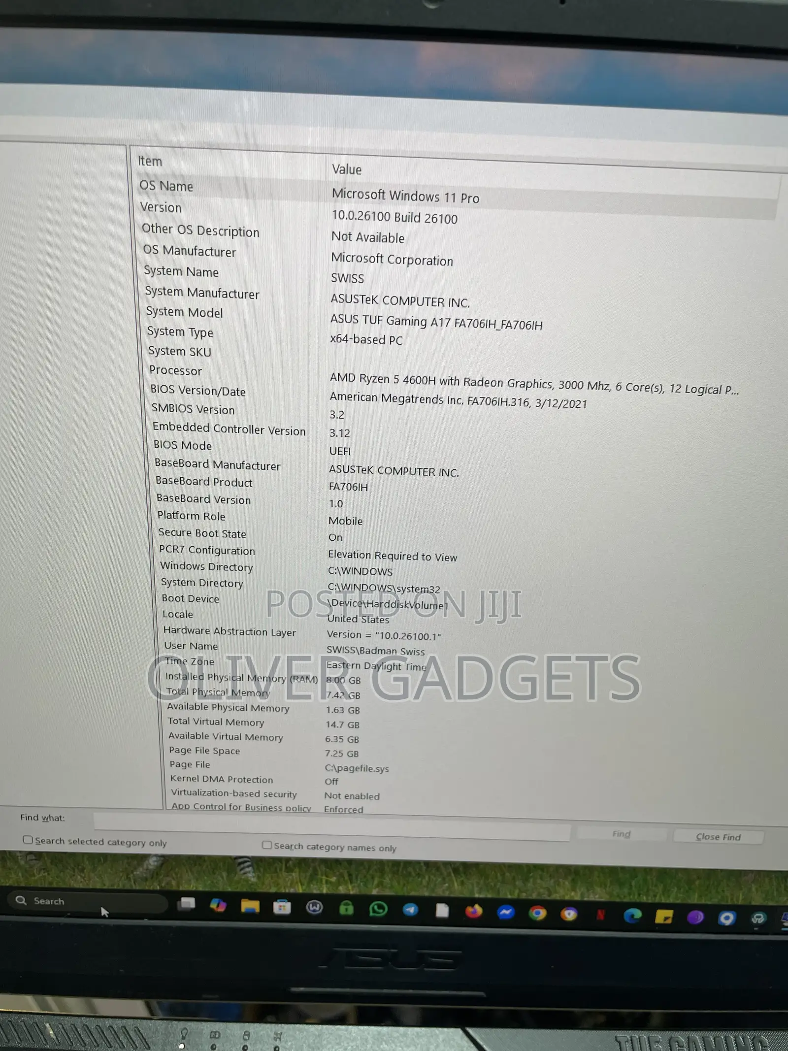Laptop Asus TUF Gaming A17 16GB AMD Ryzen 5 SSD 512GB